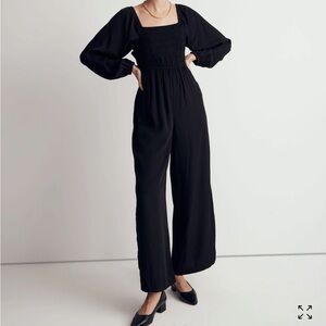 Madewell Lucie Tie-back Long-sleeve jumpsuit in star jacquard